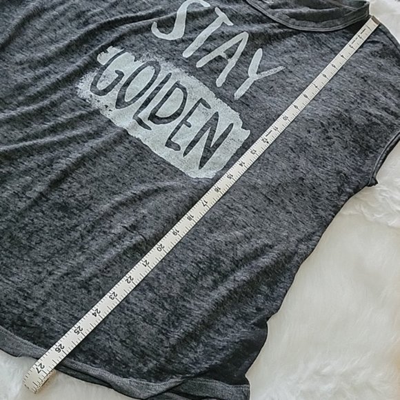 AERIE Real Soft Tee Gray Marled Stay Golden Graphic Semi-Sheer Scoop Neck Tee M - Picture 8 of 8